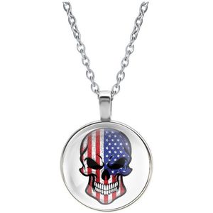 Ketting Glas - Schedel Vlag Amerika