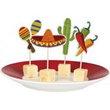 12x Mexicaanse cocktail prikkers fiesta 9 cm - cocktailprikkers / prikkertjes