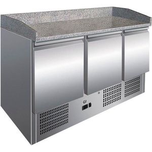 Gastro-Inox RVS Werkbank Met 3 Deuren & Marmer Werkblad, Geforceerd Gekoeld, Gastro-Inox 202.008