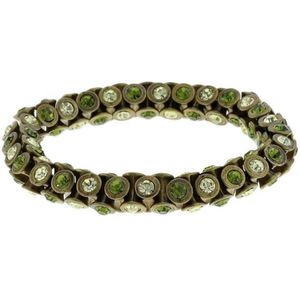 Behave Armband oud goud kleur met groene stenen - elastische armband