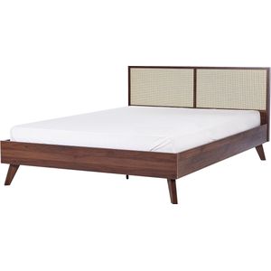 MONPAZIER - Tweepersoonsbed - Donkerhout - 180 x 200 cm - Rotan