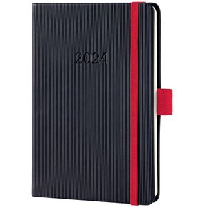 Sigel agenda 2024 - Conceptum - A6 - 2 pagina's / 1 week - zwart/rood - SI-C2409