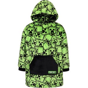 Minecraft Zwart en groene kindersweatshirt/jas/deken met capuchon, snuddie -122/140