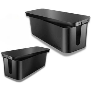 BUDDLEY Kabelbox Zwart (2x) - Kabeldoos - Kabel Opbergbox Stekkerdoos - Cable Management - Verlengsnoer - Kabel management - Kabel Organiser Bureau - Kabel Organiser - Kabelbox Stekkerdoos - Cable Box - Kabel Doos - Kabelbox voor snoeren wegwerken