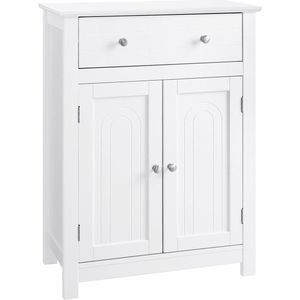 Lincoln badkamerkast - badkamermeubel met lade en verstelbare plank - keukenkast of halkast of opbergkast - wit - 60 x 80 x 30 cm