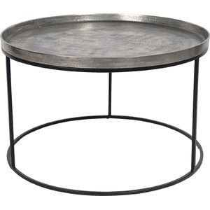 Clayre & Eef Salontafel Ø 80x48 cm Zilverkleurig Aluminium Rond Bijzettafel