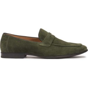 Suede loafers in khaki color