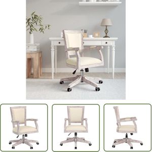 The Living Store Bureaustoel draaibaar linnen - Kantoorstoel - Bureaustoel - Barok - Linnen - Beige