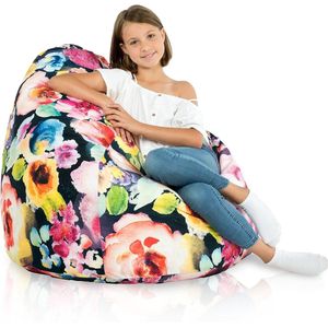 Premium Zitzak XL Voor kinderen en volwassenen: Grote, Gezellige & Comfortabele Woonkamer Zitzak met Vullin - Extra binnenhoes, Mag in de wasmachine, Gecertificeerd, Bloem