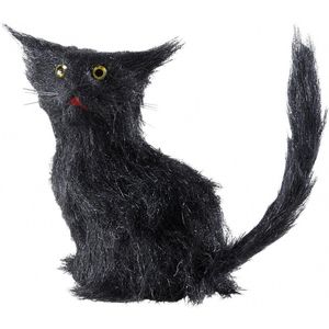 Halloween - Zwarte horror decoratie kat/poes 12 cm - Halloween decoratie dieren zwarte katten / poezen
