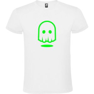 Wit T-shirt ‘Spookje’ Groen maat 4XL