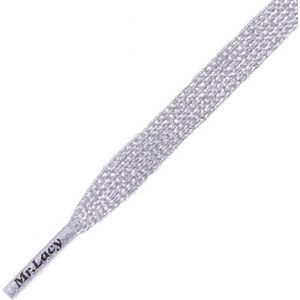 Mr. Lacy - Schoenveters - Veters - Sneakerveters  - Flatties - Plat - Zilver - Veterlengte 130 cm – Breedte 10 mm