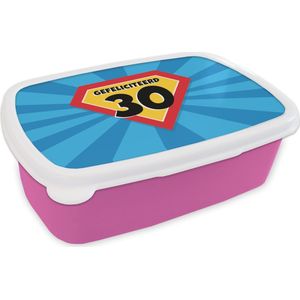 Broodtrommel Roze - Lunchbox - Brooddoos - Feest - 30 jaar verjaardag - Cape - 18x12x6 cm - Kinderen - Meisje