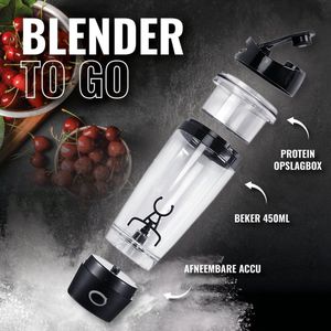Easy Nutrition - Elektrische Mini Eiwit Poeder Blender - Blender TO GO - Draagbare Mini Mixer - Draadloos - USB-oplaadbaar - 450 ML - RVS -