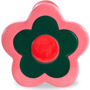 Kleine decoratieve bloem vaas - kleurrijk keramisch plank decor - unieke vaas die ook als potloodbeker dient (Roze)