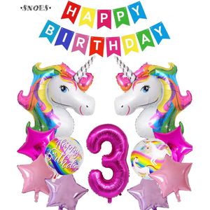 Snoes Helium Ballonnen Set 3 Jaar - Verjaardag Versiering - Folieballonnen - Happy Birthday Slinger