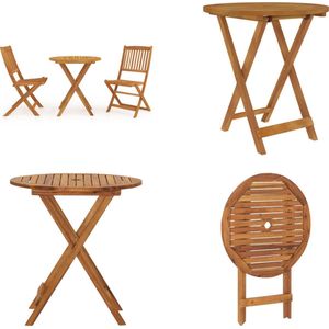 vidaXL 3-delige Tuinset inklapbaar massief acaciahout - Bistroset - Bistrosets - Eethoek Voor In De Tuin - Eethoeken Voor In De Tuin