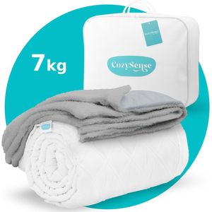 CozySense® - Verzwaringsdeken 7 kg - Weighted Blanket - Zwaartedeken - Verzwaarde Deken - Zware Deken - GLASS-Flow® Drukverdeling - Inclusief Wasbare Hoes - 140 x 200cm - Grijs