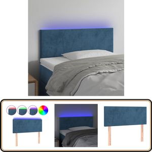vidaXL LED Hoofdbord 90x78 cm Fluweel Donkerblauw Hoofddekbed - Hoofdbord - Led Lamp - Slaap Accessoires - Bedroom Decoratie