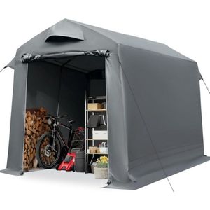 Gereedschapsschuur - Gereedschapstent - Fietsgarage - Waterdichte - met 2 Ventilatieopeningen - Multifunctionele - voor Luif - Voertuig Cover - Wandelen - Camping - Opslag - Outdoor Activiteiten - 9,8m³ Ruimte - Polyester - 230x190x225cm - Grijs