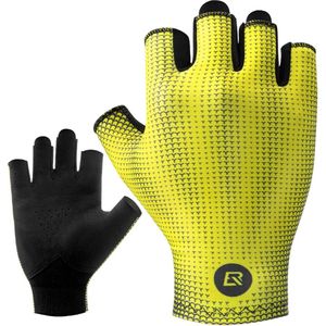 ROCKBROS Fietshandschoenen, elastische halve vingerhandschoenen, antislip, ademend, voor heren en dames, MTB, racefiets, geel, L