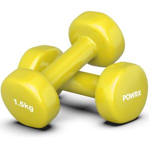 Paar vinyl halters (2 x 1,5 kg (geel)) Ideaal voor gymnastiek aerobics Pilates 0,5 kg - 10 kg I Halterset