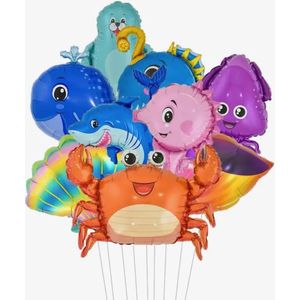 Under the Sea ballonnen - 9 Stuks - Zeedieren - Feestartikelen - Verjaardagsfeest - Zeeleven - Vissen - Verjaardag Versiering / Feestversiering - Kinderfeestje - Onderwater Feestje - Dieren - Helium ballon - Happy Birthday - Bubbels - Water ballon -