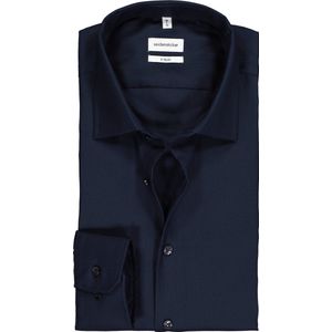 Seidensticker x-slim fit overhemd - donkerblauw structuur - Strijkvrij - Boordmaat: 36