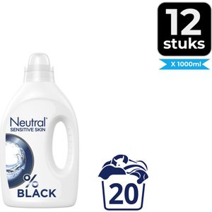 Neutral Vloeibaar Wasmiddel Zwart 1 liter - Voordeelverpakking 12 stuks