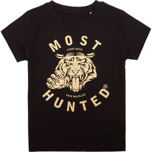 Most Hunted - kinder t-shirt - tijger - zwart - fluor groen - maat 98/104