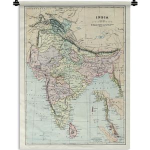Wandkleed Antieke Keizerrijken in kaart - Antieke kaart van India Wandkleed katoen 60x80 cm - Wandtapijt met foto