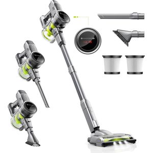 26Kpa Draadloze Steelstofzuiger met 250W Motor - 40Min Batterij - LED Display - 6 in 1 - Lichtgewicht - Huisdierhaar Tapijt Auto Vloer handstofzuiger