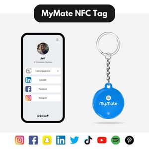 MyMate NFC Tag Keychain Sleutelhanger - Digitaal Visitekaartje -  NFC Tags - Relatiegeschenken - Relatie Cadeau - RFID - Sleutelhanger Met Koord - Blauw