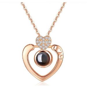 CHARO | ""Ik hou van jou"" in 100 verschillende talen | Bling Bling Hartje| Rosé Goudkleuring | I Love You Ketting | Vriendschapsketting | Relatie ketting | Liefde ketting | Ketting Dames | Ketting Moeder | BFF ketting | Liefde Cadeau |