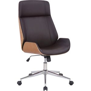 Bureaustoel - Kantoorstoel - Design - In hoogte verstelbaar - Hout - Beige/bruin - 66x58x118 cm