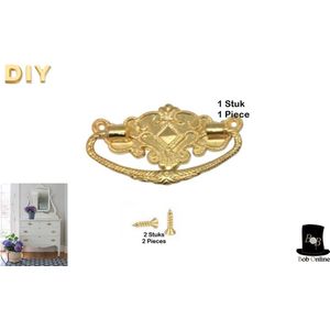 Bob Online ™ - 1 Stuk – Geel Goud Kleurig - Metalen Handvat + 2 x Schroeven – Meubelgreep - Accessoires voor Meubels – Meubel Handgreep – Hobby Handvat – Lade Handvat – Trekgrepen - Yellow Gold Zink Alloy Drawer / Wooden Box Handle – Decoupage