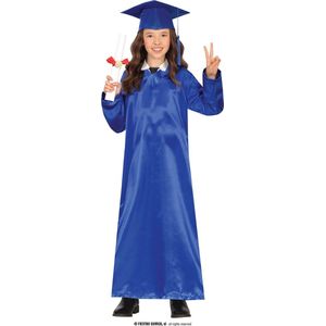 Guirca - Leraar & Professor & Scholier & Student Kostuum - Blue Master Graduate Kind Kostuum - Blauw - 3 - 4 jaar - Carnavalskleding - Verkleedkleding