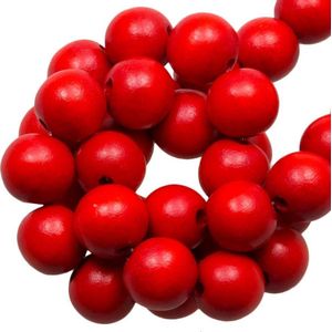 Houten Kralen Intense Look (10 mm) Cerise Red Rose (80 stuks)