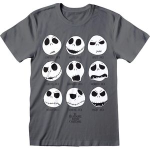 Nightmare Before Christmas - Many Faces Of Jack Unisex T-Shirt Donker Grijs