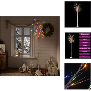 vidaXL Kunstkerstboom - verlichte wilgenboom - 220 cm - meerkleurig licht - kunststof - 200 LEDs - geschikt voor binnen en buiten - wit - Decoratieve kerstboom