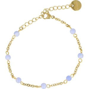 *My Bendel - Fijne armband met kleine Blue Lace Agate edelstenen - Zomerse armband met kleine Blue Lace Agate edelstenen - Met luxe cadeauverpakking