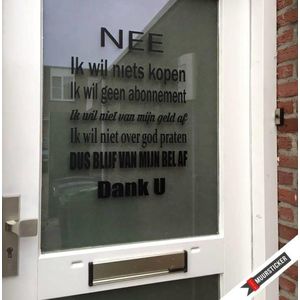 Deursticker - Raamsticker Ik Wil Niets Kopen - Groen - 41 x 56 cm - raam en deur stickers - voordeur stickers raam en deur stickers