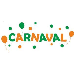 Carnaval raamsticker - herbruikbare raamsticker - Feest - Carnaval - Oranje, Groen - Raamsticker - Kruikenstad