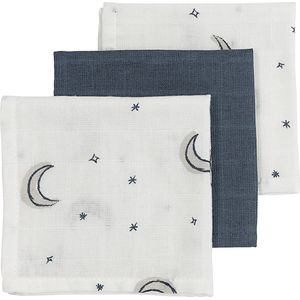 Meyco Baby Moon monddoekjes - 3-pack - hydrofiel - indigo - 30x30cm