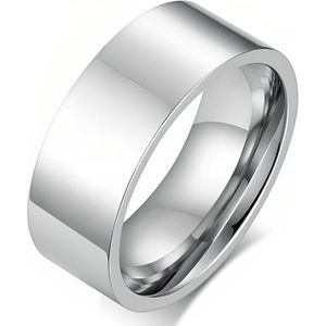 Hoogglans Gepolijste Ring - Zilver kleurig - Staal - Ringen Heren Dames - Cadeau voor Man