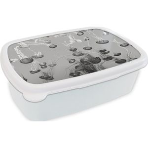 Broodtrommel Wit - Lunchbox - Brooddoos - Zee - Kwal - Zwart - Wit - 18x12x6 cm - Volwassenen