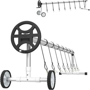 Aufun Zwembadhaspel 3-5,70 m met 2 banden, voor Zonnefolie of Plannen Zwembad Zwembadopwinder, incl. bandjes, weerbestendig materiaal