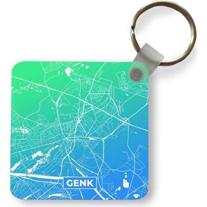 Sleutelhanger - Uitdeelcadeautjes - Stadskaart - Genk - Blauw - Groen - Plastic