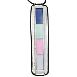 Behave Lange ketting van zwart touw met lange fantasie hanger multi-color