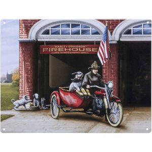 Harley-Davidson Firehouse Dogs Metalen Bord - 40 x 30 cm